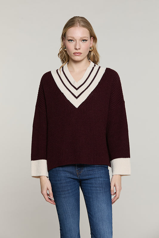 Maglia PHYNIA scollo a V manica lunga bicolore - RDA2602529057 - Relish Autunno/Inverno 2026