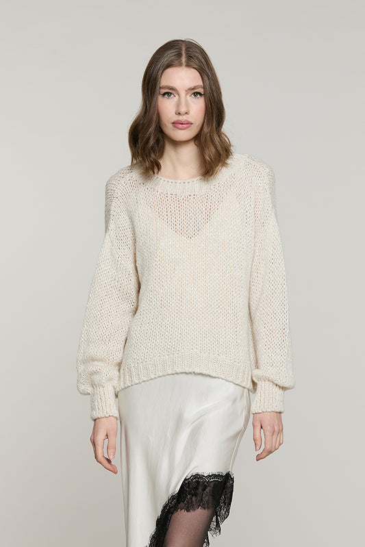 Maglia LIEGI manica lunga palloncino asimmetrica con lurex + micro-paillettes - RDA2602532060 - Relish Autunno/Inverno 2026