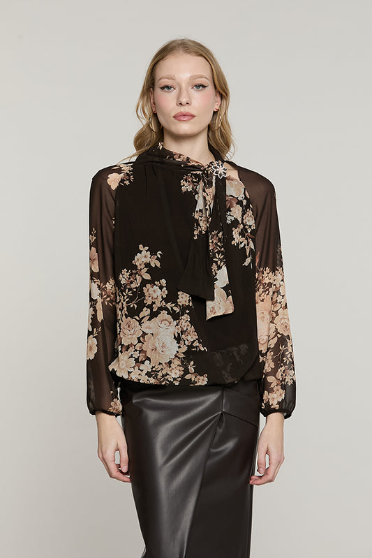 Blusa RATIH manica lunga con elastico colletto + fusciacca fantasia fiori - RDA2603009022 - Relish Autunno/Inverno 2026