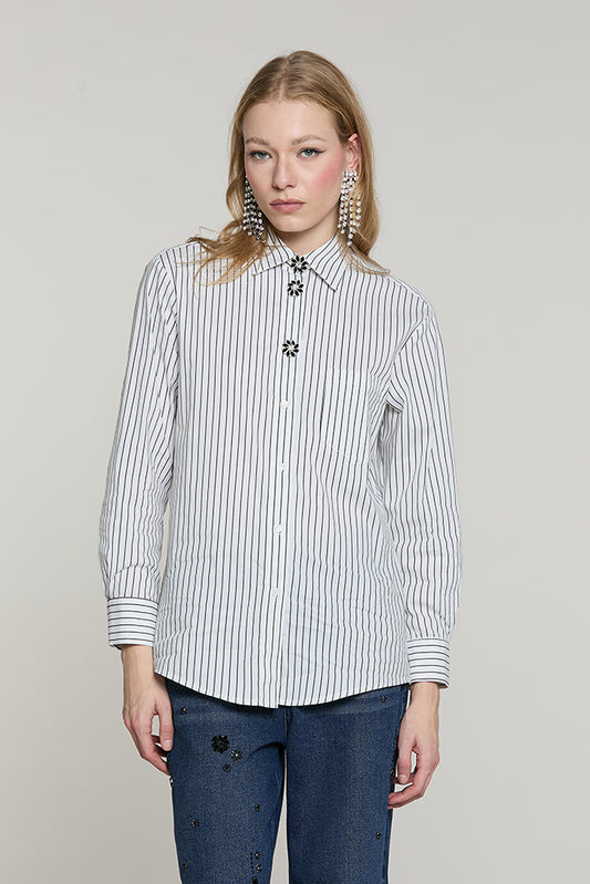 Camicia MANACORA manica lunga con tasca + copribottoni gioiello righe - RDA2603056016 - Relish Autunno/Inverno 2026