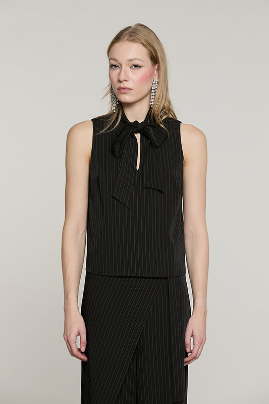 Blusa MOUSSA senza maniche con fiocco gessato - RDA2603091033 - Relish Autunno/Inverno 2026