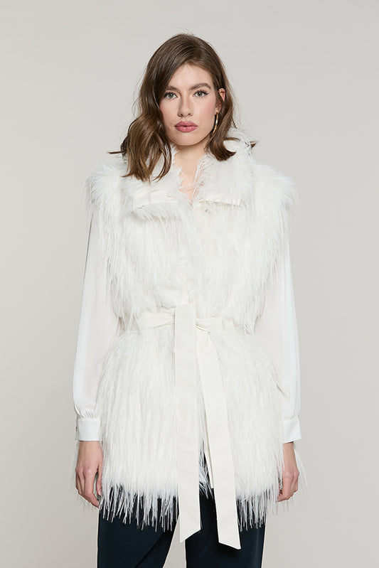 Pelliccia ROJAS eco senza maniche con collo + cintura ecopelle - RDA2605009003 - Relish Autunno/Inverno 2026