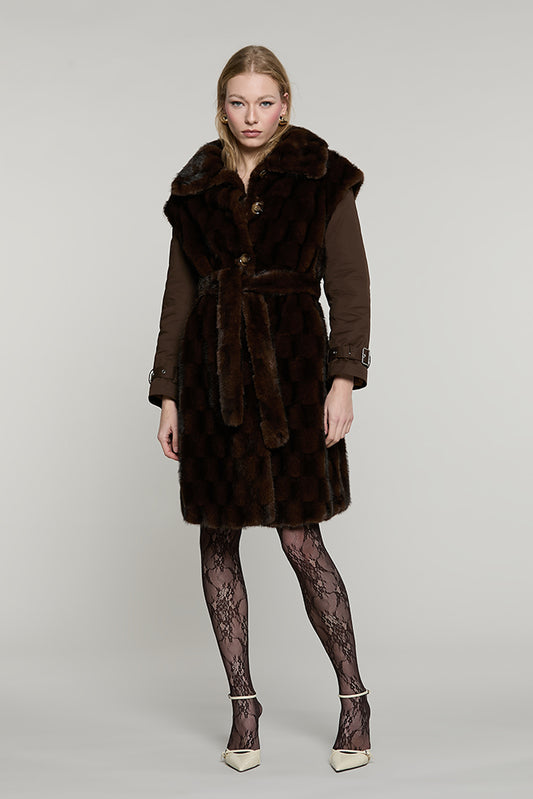 Pelliccia CHARMY eco manica lunga cotone con cinturini + fibbiecon tasche + cintura - RDA2605009014 - Relish Autunno/Inverno 2026