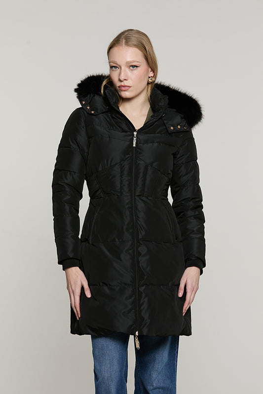 Piumino BALTOS manica lunga con polsi costina + cappuccio + collo ecopelliccia + zip + ts - RDA2605009024 - Relish Autunno/Inverno 2026
