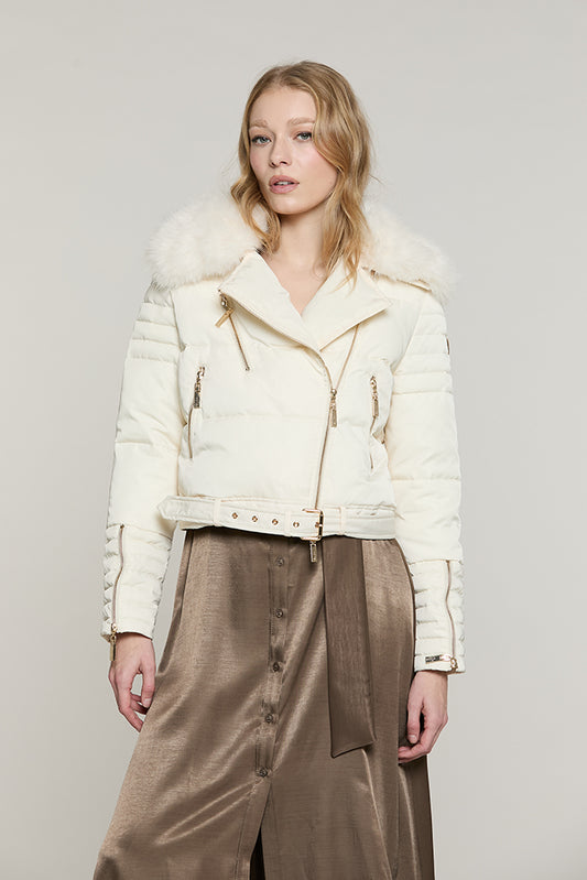 Piumino PICHA corto manica lunga con zip + collo ecopelliccia staccabile + cintura - RDA2605009029 - Relish Autunno/Inverno 2026