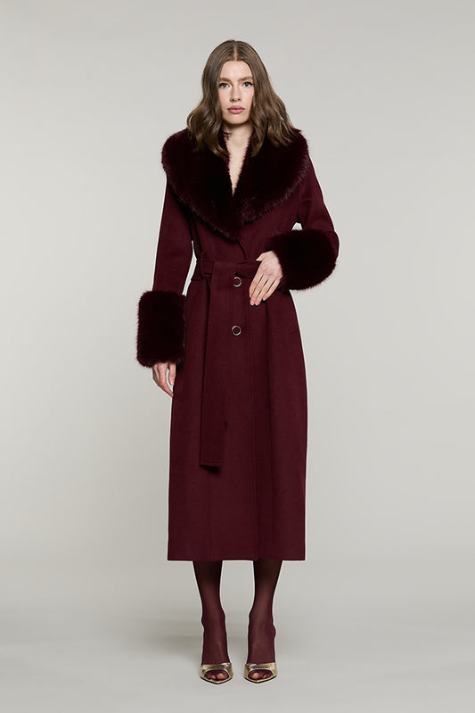Cappotto RECORDS lungo manica lunga con cintura + tasche + bordi ecopelliccia - RDA2605112020 - Relish Autunno/Inverno 2026