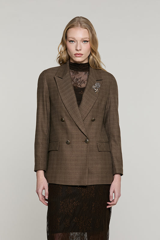 Giacca SUPERIOR lunga manica lunga doppio petto con spille quadri + lurex - RDA2605455038 - Relish Autunno/Inverno 2026