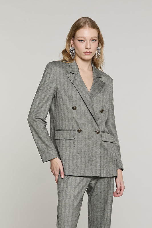 Giacca DEKKER manica lunga doppio petto con tasce spigato + paillettes - RDA2605455053 - Relish Autunno/Inverno 2026