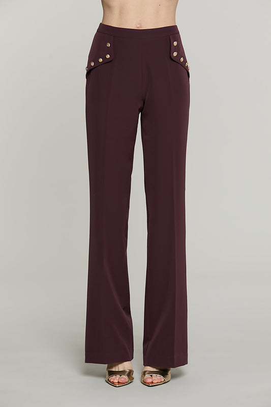 Panta MAKED vita alta con pattine con bottoni - RDA2607006013 - Relish Autunno/Inverno 2026
