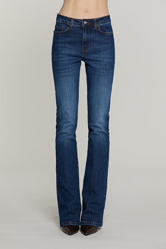 Panta SCHIFFER_BLUE v.media 5 ts flaire fit con logo strass tasche denim - RDA2607016020 - Relish Autunno/Inverno 2026