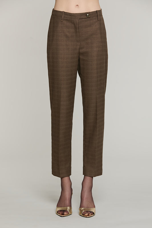 Panta OSTENDO_B vita alta con elastico + ts francesi + filetto quadri + lurex - RDA2607455010 - Relish Autunno/Inverno 2026