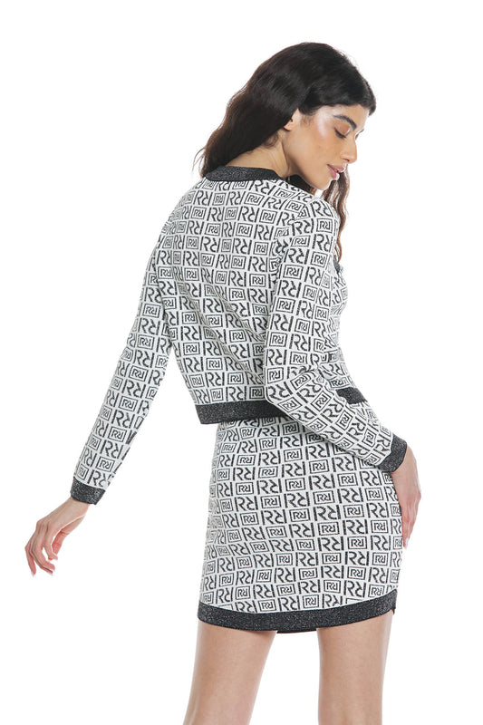 Cardigan VITTORIA manica lunga con patte logo all over lurex Donna Relish Primavera Estate 2024