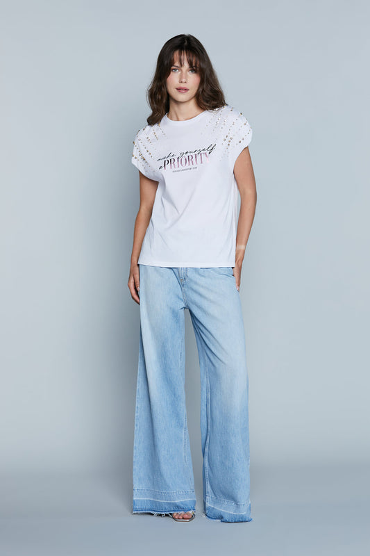 Jeans REECE_A Vita Alta con Catene Logo 5 Ts più Pinces più F.Do Sfrangiato Denim art. RDP2507033044 Donna Relish Primavera Estate 2025