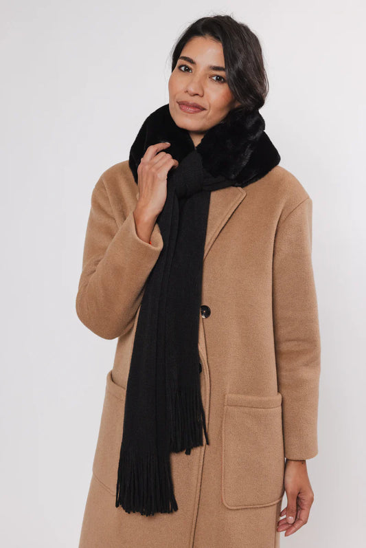 Sciarpa VLIEN SCARF WITH FAUX FUR DETAIL Rino & Pelle Autunno Inverno 2024/25 Black