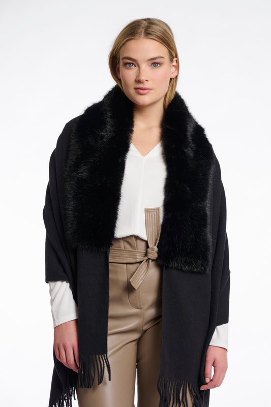 Mantella Wendy con dettagli in pelliccia Rino & Pelle Autunno Inverno 2025/26 Black