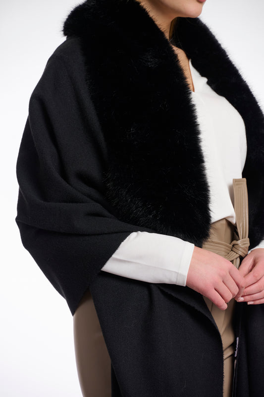 Mantella Wendy con dettagli in pelliccia Rino & Pelle Autunno Inverno 2025/26 Black
