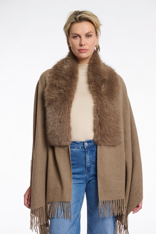 Mantella Wendy con dettagli in pelliccia Rino & Pelle Autunno Inverno 2025/26 Toffee