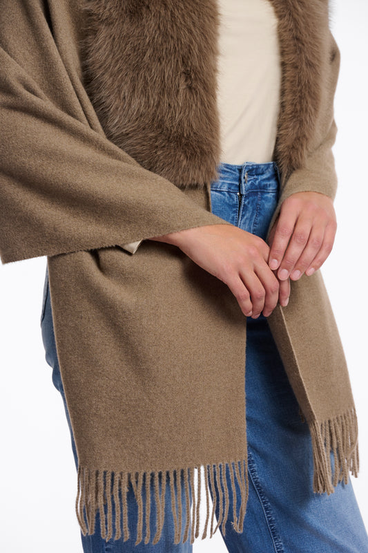 Mantella Wendy con dettagli in pelliccia Rino & Pelle Autunno Inverno 2025/26 Toffee