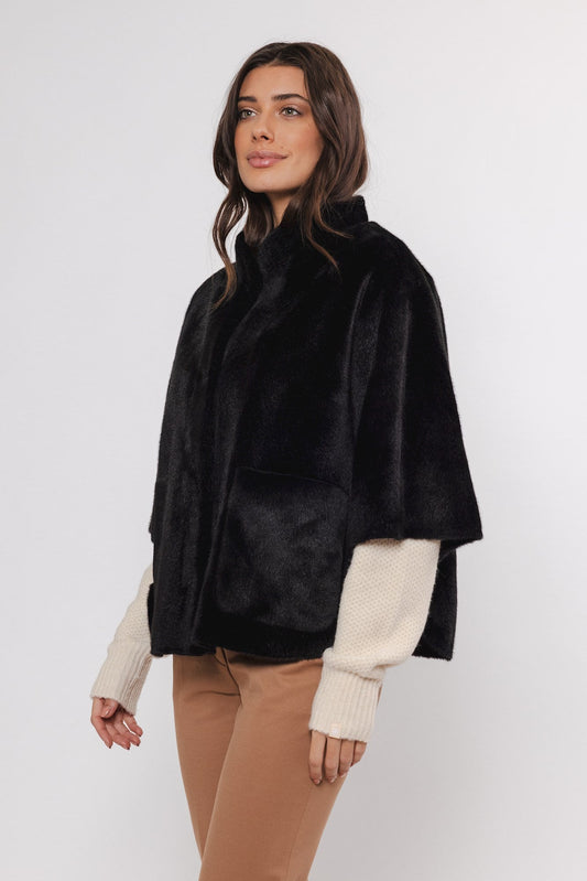 Cappa DEWI FAUX FUR CAPE Rino & Pelle Autunno Inverno 2024/25 Black - Denny Store