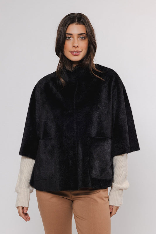 Cappa DEWI FAUX FUR CAPE Rino & Pelle Autunno Inverno 2024/25 Black - Denny Store