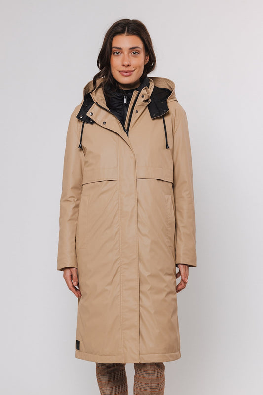 Cappotto DANITA LONG AINCOAT WITH DETACHABLE INNERJACKET Rino & Pelle Autunno Inverno 2024/25 Sand - Denny Store