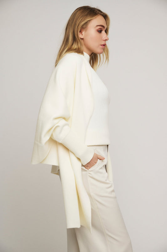 Cardigan AMIKA SCARF PONCHO WITH RIB CUFF Rino & Pelle Autunno Inverno 2024/25 Snow white - Denny Store