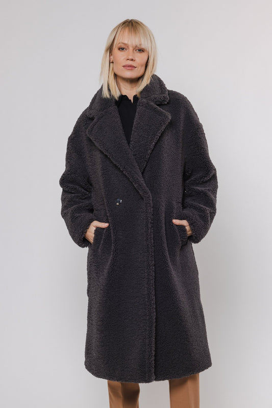 ELICIA TEDDY DOUBLE BREASTED COAT Rino & Pelle Autunno Inverno 2024/25 Graphite - Denny Store