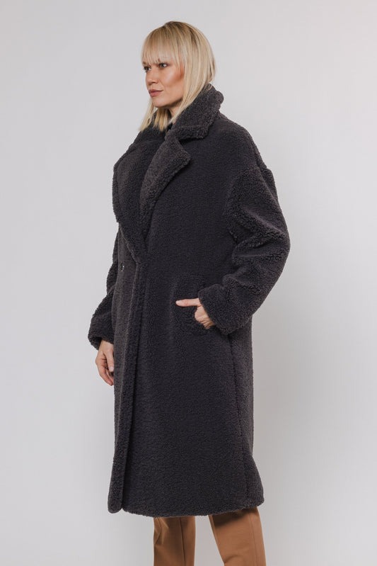 ELICIA TEDDY DOUBLE BREASTED COAT Rino & Pelle Autunno Inverno 2024/25 Graphite - Denny Store