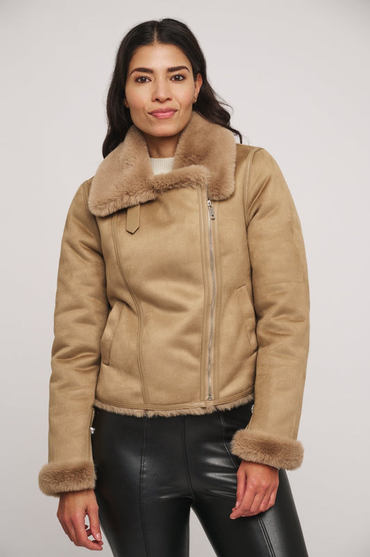 Giacca BACIA FAUX FUR BIKER JACKET - Rino & Pelle - Autunno Inverno 2024/25 - Sand - Denny Store