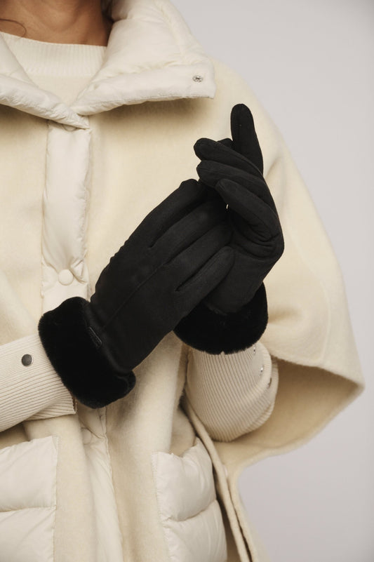 Guanti DANZO GLOVES WITH FAKE FUR - Rino & Pelle - Autunno Inverno 2024/25 - Black - Denny Store