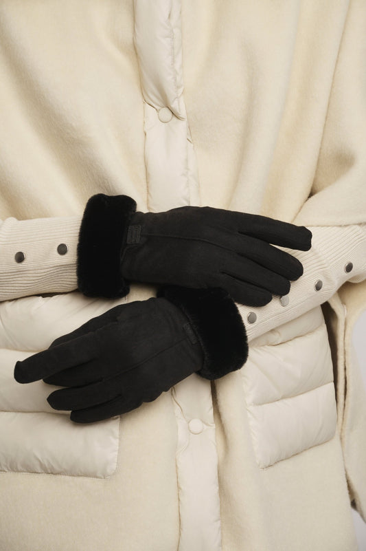 Guanti DANZO GLOVES WITH FAKE FUR - Rino & Pelle - Autunno Inverno 2024/25 - Black - Denny Store