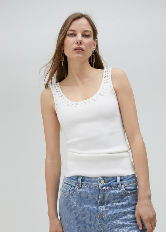 Top in maglia con strass sul collo - Lola Casademunt Primavera/Estate 2025 - LS2515001