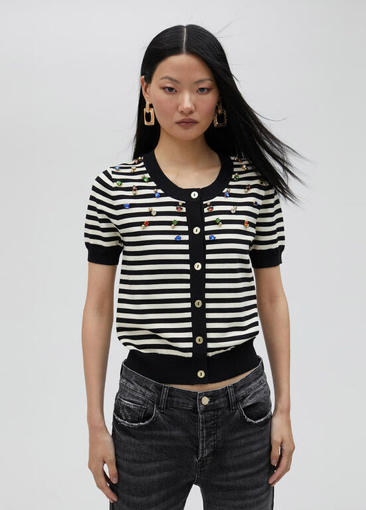 Cardigan a righe con Strass - Lola Casademunt Primavera/Estate 2025 - MS2511002