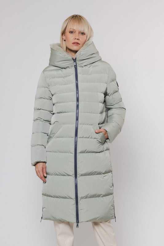Piumino KEILAFUR LONG PADDED HOODED COAT WITH FAUX FUR - Rino & Pelle - Autunno Inverno 2024/25 - Artichoke - Denny Store