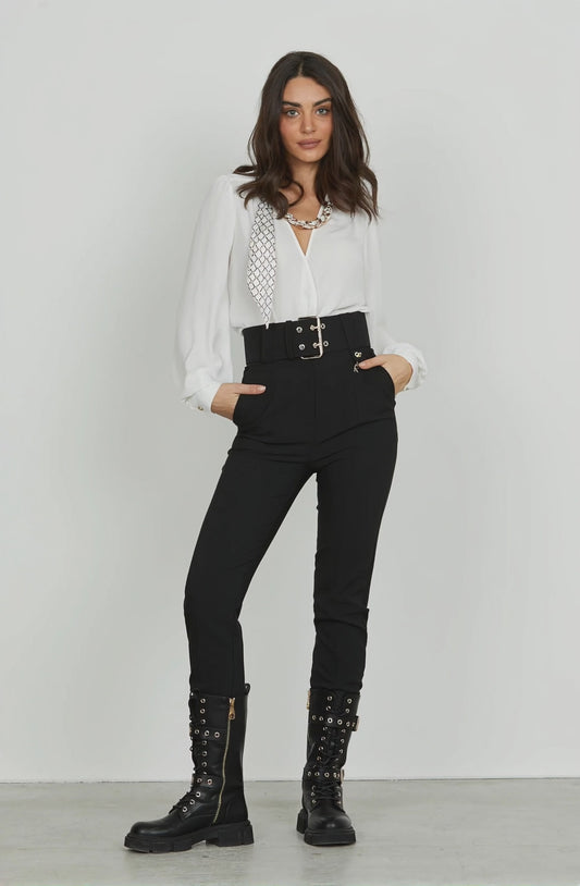 Panta LOREM vita alta con cinturone più tasche francesi più patte più impunture centrali art. RDA2507006057 Donna Relish Autunno Inverno 2025/2026