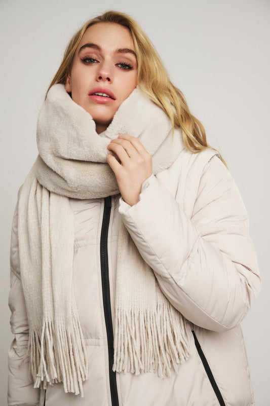 Sciarpa VLIEN SCARF WITH FAUX FUR DETAIL - Rino & Pelle Autunno Inverno 2024/25 Birch - Denny Store