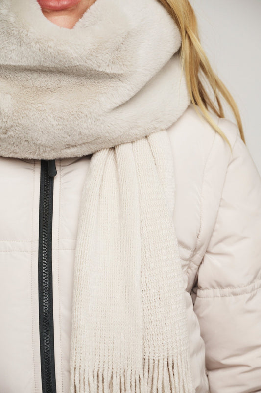 Sciarpa VLIEN SCARF WITH FAUX FUR DETAIL - Rino & Pelle Autunno Inverno 2024/25 Birch - Denny Store