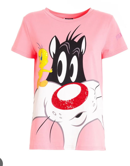 T-Shirt Over In Jersey Con Stampa Silvestro Looney Tunes Fracomina - Fracomina Outlet - FD22ST3004J40109