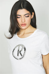 T-shirt AMEDERO m/m con ricamo logo più strass più pietre art.  RDA2401033013 Donna Relish Autunno Inverno 2024/25