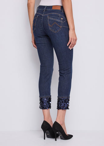 Jeans da donna con risvolto e paillettes - art. 521BD26008 - Gaudi Autunno Inverno 2025/26 Donna