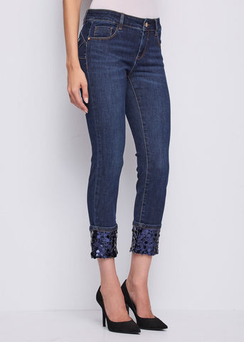 Jeans da donna con risvolto e paillettes - art. 521BD26008 - Gaudi Autunno Inverno 2025/26 Donna
