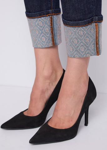 Jeans da donna con risvolto e strass - art. 521BD26015 - Gaudi Autunno Inverno 2025/26 Donna