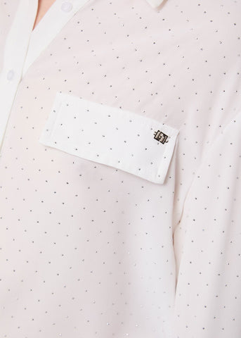 Camicia bianca da donna con strass e taschini - art. 521BD45003 - Gaudi Autunno Inverno 2025/26 Donna