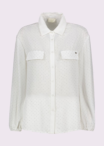Camicia bianca da donna con strass e taschini - art. 521BD45003 - Gaudi Autunno Inverno 2025/26 Donna