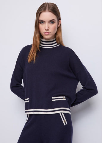 Maglia bianca da donna in filato con righe - art. 521BD53007 - Gaudi Autunno Inverno 2025/26 Donna