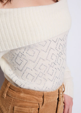 Maglia bianca da donna con strass - art. 521BD53010 - Gaudi Autunno Inverno 2025/26 Donna