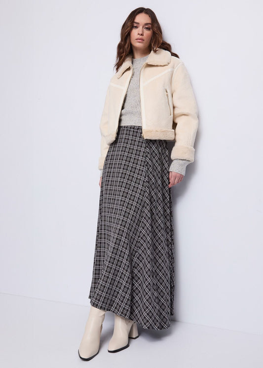 Gonna lunga con motivo check e strass - art. 521BD75005 - Gaudi Autunno Inverno 2025/26 Donna