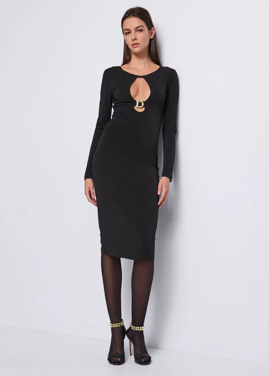 Abito nero in jersey crêpe  - art. 521DD14002 - Denny Rose Autunno Inverno 2025/26