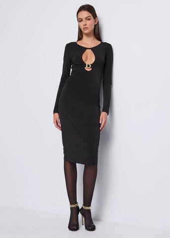 Abito nero in jersey crêpe  - art. 521DD14002 - Denny Rose Autunno Inverno 2025/26