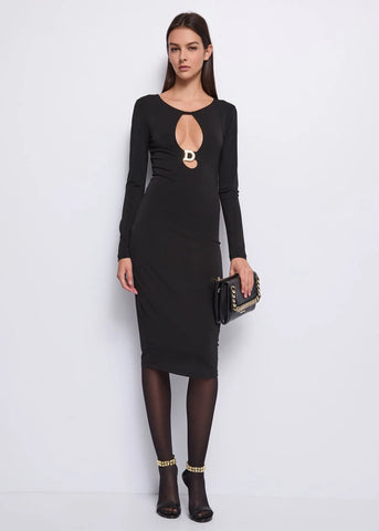 Abito nero in jersey crêpe  - art. 521DD14002 - Denny Rose Autunno Inverno 2025/26